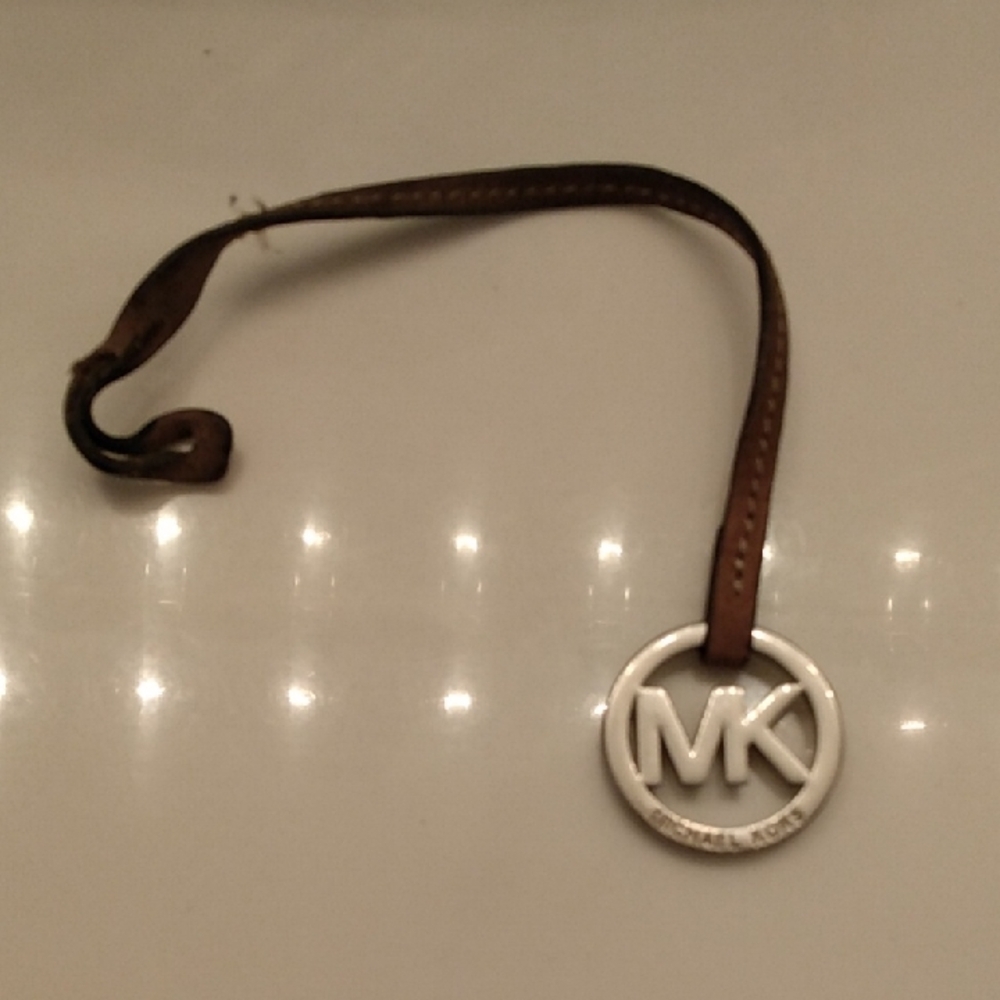 Michael Kors Logo Charm Fob Tag with Leather Strap